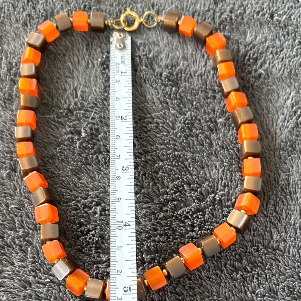 Orange and Brown Beaded Children’s Necklace - Picture 2 of 2